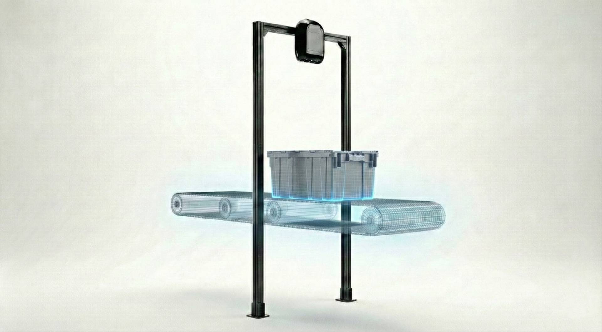 Lens system with conveyor belt and camera